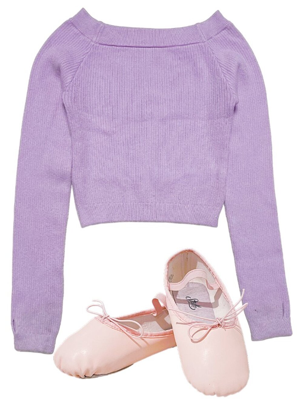 Girls Ballet Slippers Size 2ML Stelle Pink Lavender Dance Sweater